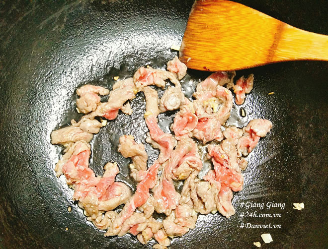 cách làm món thịt bò xào rau muống